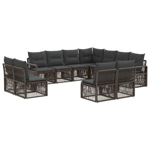 vidaXL Zestaw Sof na Ogr&oacute;d 11 pcs Szary polirattan