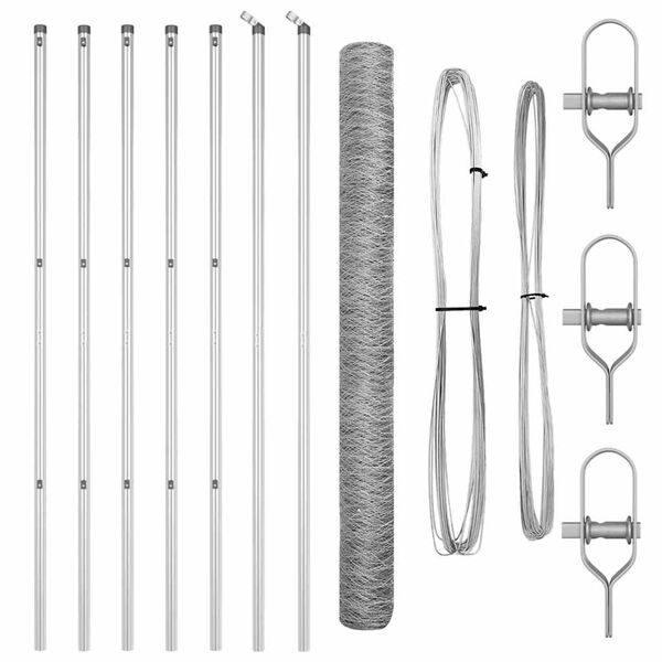 vidaXL Słupek ogrodzeniowy. Srebrny 10 x 1,6 m (siatka 50 mm) Stal