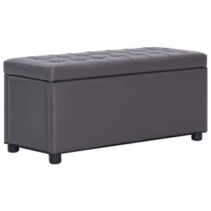 vidaXL Puf z pojemnikiem, 87,5 cm, szary, sztuczna sk&oacute;ra