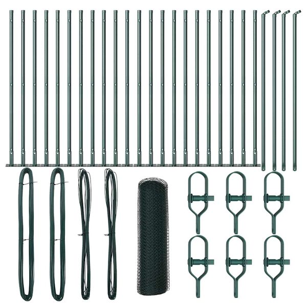 vidaXL Słupek ogrodzeniowy. Zielony 50 x 0,5 m (siatka 25 mm)