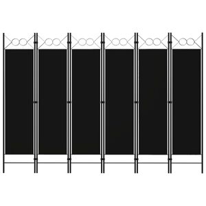 vidaXL Parawan 6-panelowy, czarny, 240 x 180 cm
