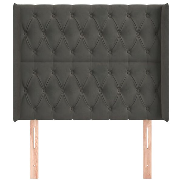 vidaXL Zagł&oacute;wek uszak, ciemnoszary, 93x16x118/128 cm, aksamit