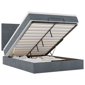 vidaXL Rama ł&oacute;żka otomana z materacami, szara, 140x200 cm, aksamit