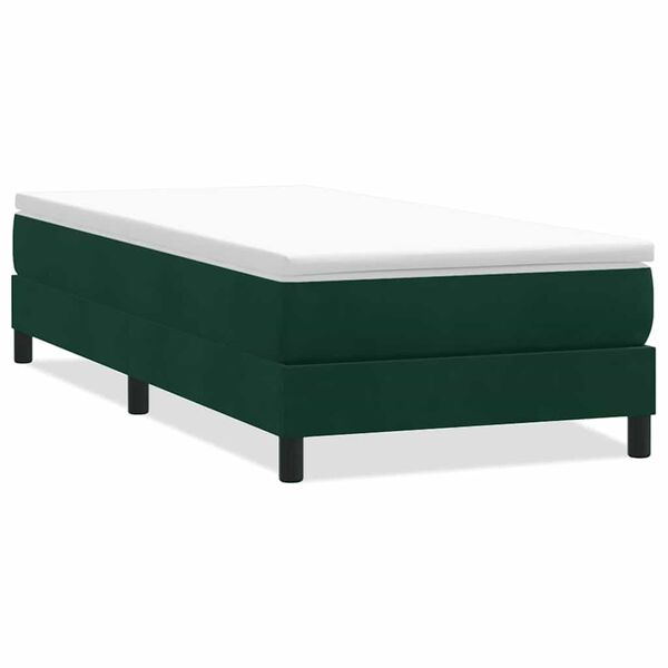 vidaXL Ł&oacute;żko typu Box Spring bez materaca Ciemnozielone 80x210 cm