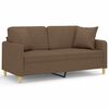 vidaXL 2-osobowa sofa z poduszkami, brązowa, 140 cm, tkanina