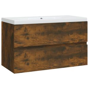 vidaXL Szafka z umywalką, przydymiony dąb, materiał drewnopochodny