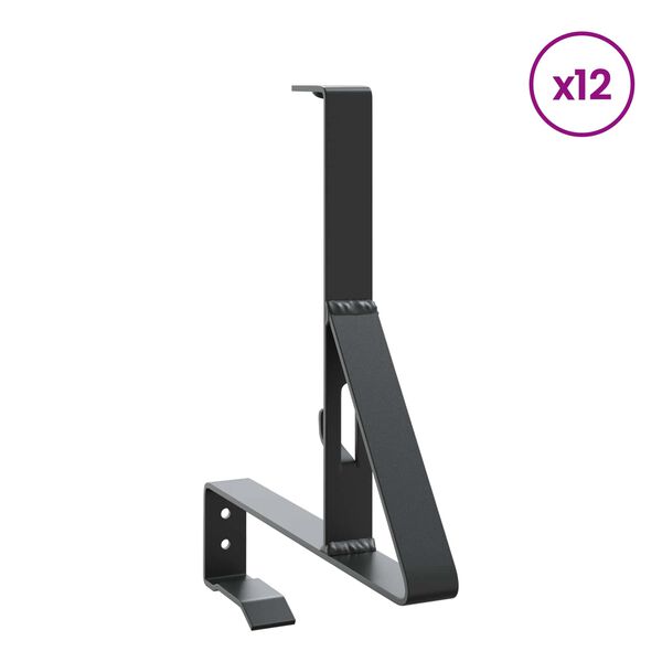 vidaXL Wsparcie dla zabezpieczenia śniegu 12 pcs Czarny Stal