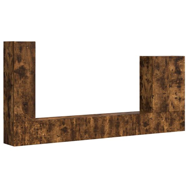 vidaXL Zestaw szafki pod telewizor na ścianę 6 pcs Dąb wędzony