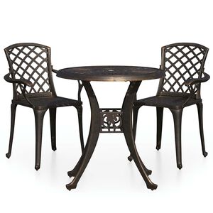vidaXL 3-cz. zestaw mebli bistro ze stopu aluminium, brązowy