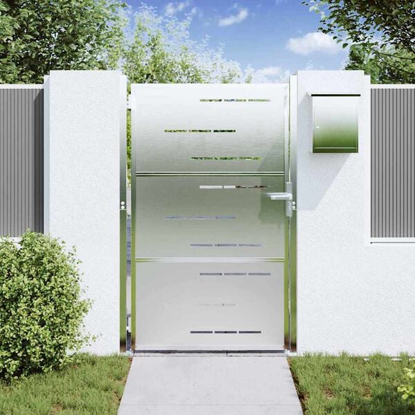 vidaXL Brama ogrodowa Z blokadą Srebrny 100 x 125 cm Stal nierdzewna