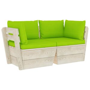 vidaXL Ogrodowa sofa 2-osobowa z palet, z poduszkami, drewno świerkowe