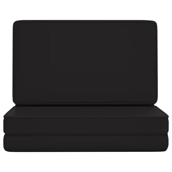 vidaXL Składane krzesło podłogowe, czarne, sztuczna sk&oacute;ra