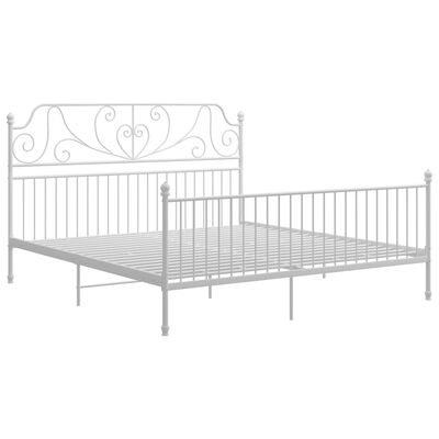 vidaXL Rama łóżka, biała, metalowa, 200 x 200 cm