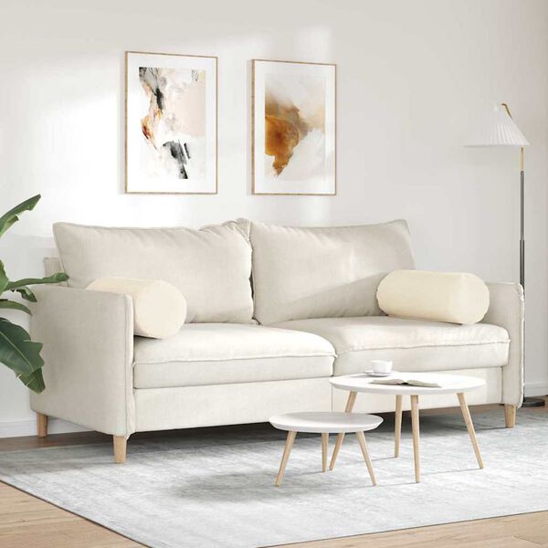 vidaXL Poduszki Wałkowe 2 pcs Kremowy &Oslash; 25 x 70 cm Tkanina sztruksowa