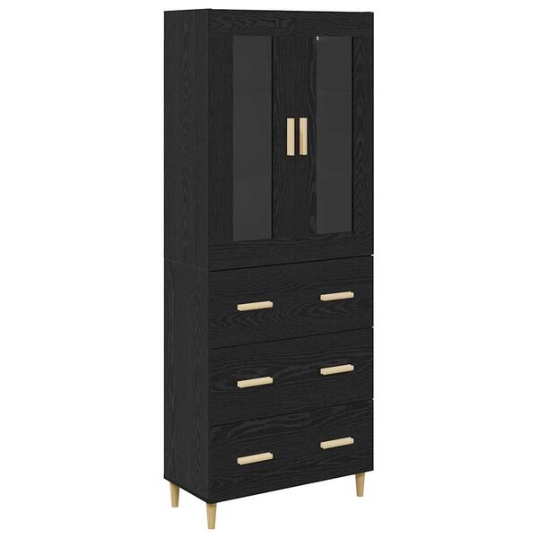 vidaXL Highboard z szufladą Czarny Dąb 69,5 x 34 x 180 cm