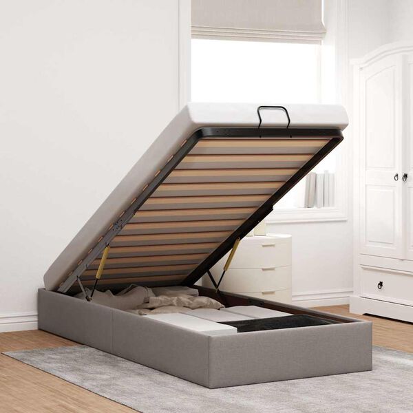 vidaXL Rama ł&oacute;żka otomana bez materaca, taupe, 80x200 cm, tkanina