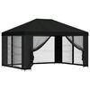vidaXL Altana z bokami 4 &times; 3 m Czarny Poliester i Stal 190 gsm