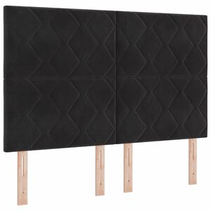 vidaXL Wezgłowie LED Czarny 144 cm Sk&oacute;ra ekologiczna