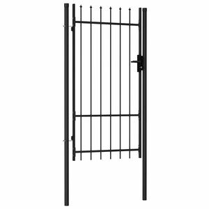 vidaXL Brama ogrodzeniowa BOXTEL pojedyncza z kolcem, stalowa, 1x1,75 m, czarna