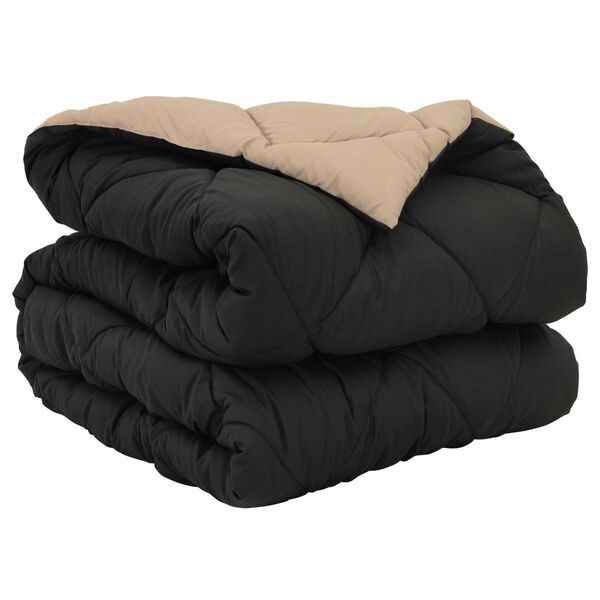 vidaXL Kołdra na cały rok Czarny i Taupe 200 x 140 cm Mikrofibra