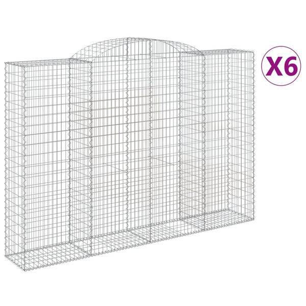 vidaXL Kosze gabionowe, 6 szt, 300x50x200/220 cm, galwanizowane żelazo