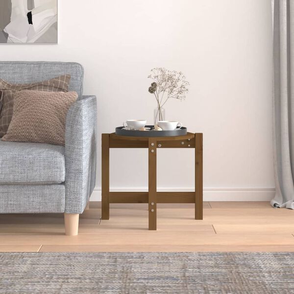 vidaXL Stolik kawowy, miodowy brąz, &Oslash; 52,5x45 cm, lite drewno sosnowe