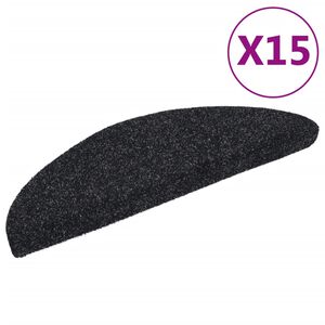vidaXL Maty na schody samoprzylepne 15 szt. 56x17x3 cm czarne p&oacute;łokrągłe