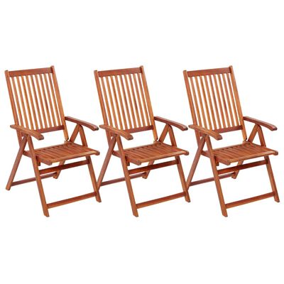 vidaXL Składane krzesła ogrodowe, 3 szt., lite drewno akacjowe