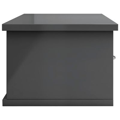 vidaXL Półka ścienna z szufladami, szara, wysoki połysk, 60x26x18,5 cm