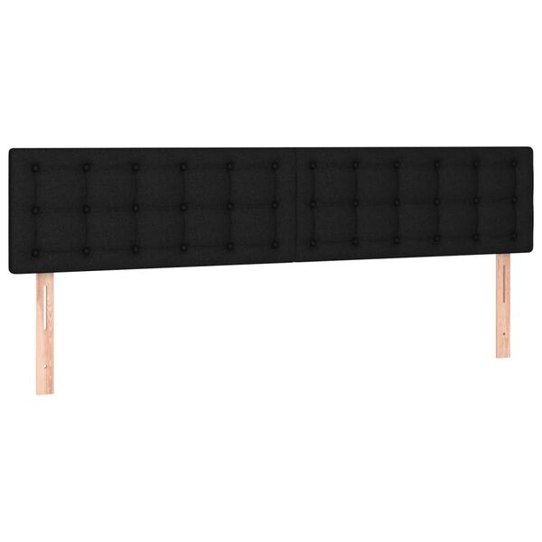 vidaXL Zagł&oacute;wek do ł&oacute;żka z LED, czarny, 180x5x78/88 cm, tkanina