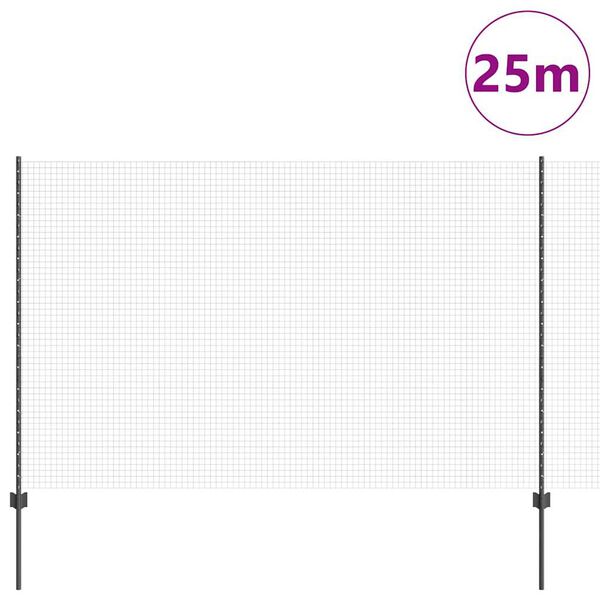vidaXL Ogrodzenie z słupkiem Szary 1,6 x 25 m Stal i PVC