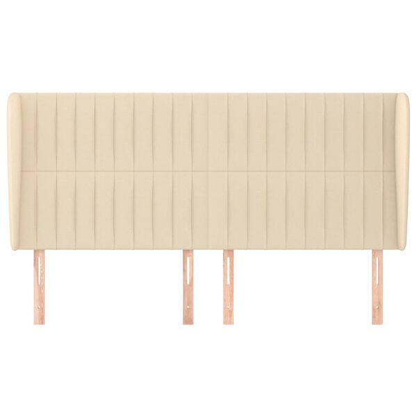 vidaXL Zagłówek uszak, kremowy, 163x23x118/128 cm, tkanina