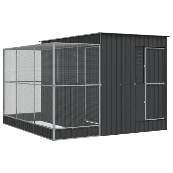 vidaXL Woliera z nadstawką srebrna 290x303x216 cm stalowa