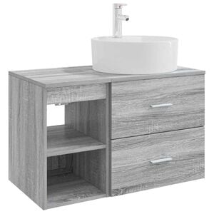 vidaXL Zestaw mebli łazienkowych 2 pcs Szary Sonoma