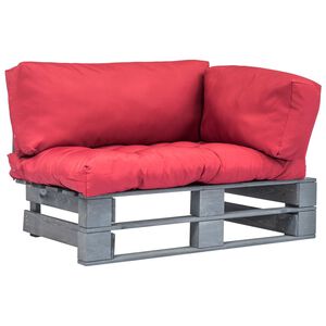 vidaXL Ogrodowa sofa z palet, z czerwonymi poduszkami, sosna
