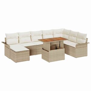 vidaXL Zestaw Sof na Ogr&oacute;d z poduszką 9 pcs beżowo-kremowy