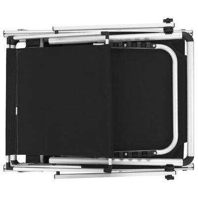 vidaXL Składany leżak z daszkiem, aluminium i textilene, czarny