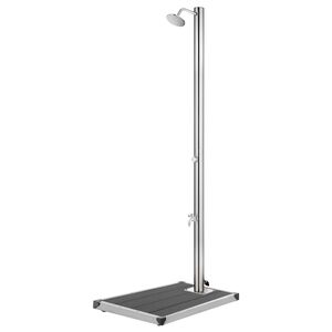 vidaXL Prysznic ogrodowy z szarą podstawą, 220 cm, stal nierdzewna