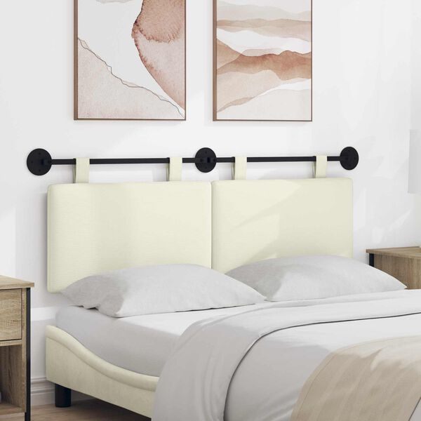 vidaXL Wisząca Głowa Gładki Kremowy 150 x 55 x 5 cm Tkanina sztruksowa