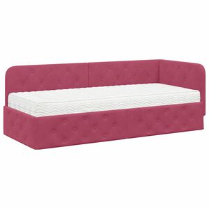 vidaXL Rama ł&oacute;żka narożnego Czerwone wino 80 x 200 cm Aksamit
