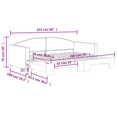 vidaXL Sofa rozsuwana, ciemnoszara, 90x200 cm, tkanina