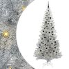 vidaXL Choinka z 300 diodami LED z podstawą Srebrny 240 cm PET