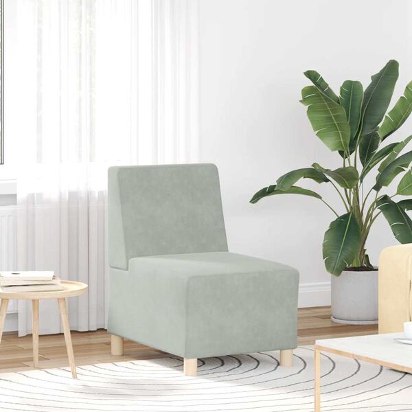 vidaXL Modułowa sofa bez podłokietnik&oacute;w Jasnoszara 55 cm Aksamit