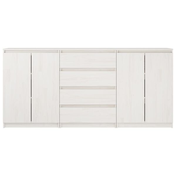 vidaXL Szafki boczne, 3 szt., białe, lite drewno sosnowe