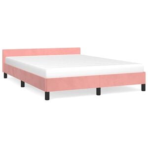 vidaXL Rama ł&oacute;żka z zagł&oacute;wkiem bez materaca r&oacute;żowa 140x190cm aksamitna