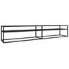 vidaXL Szafka pod TV, czarny marmur, 220x40x40,5 cm, szkło hartowane