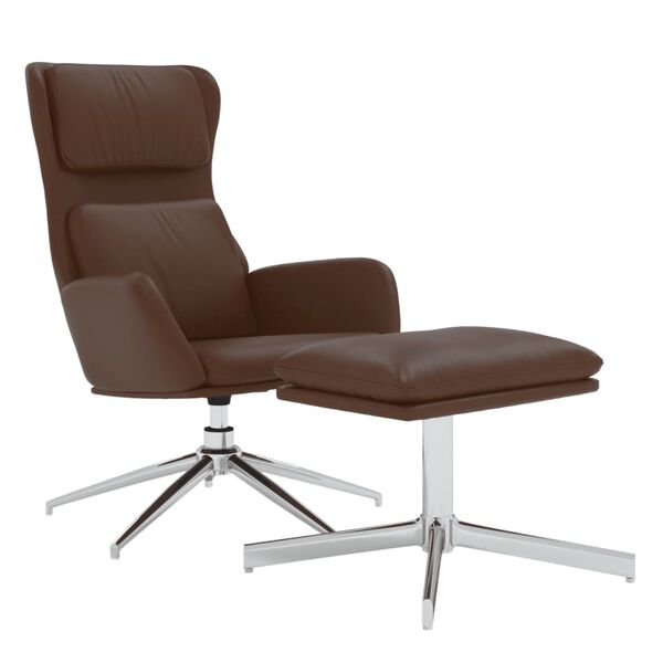 vidaXL Fotel z podn&oacute;żkiem, brązowy z połyskiem, obity sztuczną sk&oacute;rą