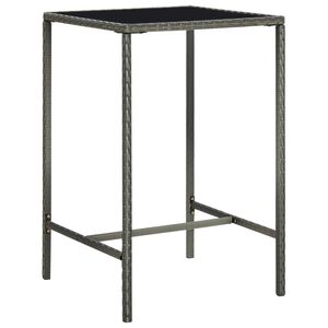 vidaXL Ogrodowy stolik barowy, szary, 70x70x110 cm, rattan PE i szkło