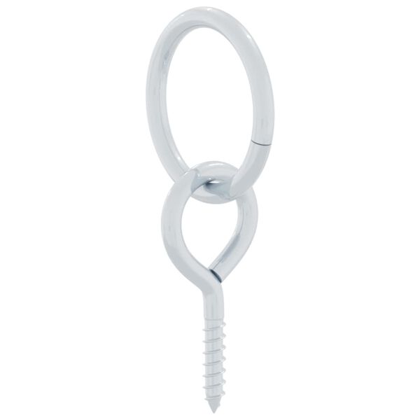 vidaXL Pierścienie do przywiązywania koni z śrubami oczkowymi, 3 szt., srebrne, stalowe