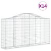 vidaXL Kosze gabionowe, 14 szt, 200x30x100/120cm, galwanizowane żelazo